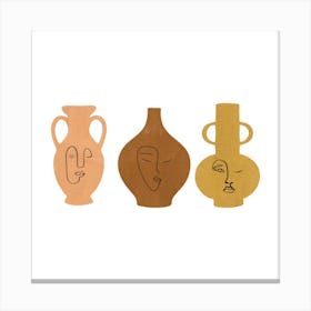 Three Vases With Faces Canvas Print