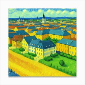 Nestled in Nature: A Village Tale View Of The City Canvas Print