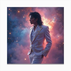 Michael Jackson In A Dreamy Watercolor Galaxy Setting 1 Canvas Print