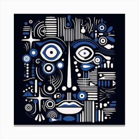 Abstract Geometric Magic Blue Face Canvas Print