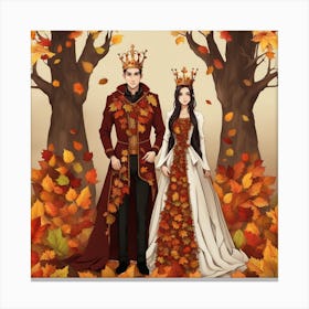 Autumn Wedding Couple Canvas Print