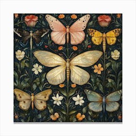 Butterflies And Flowers Art 1 Canvas Print