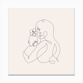 Mother and Baby Line drawing Canvas Print