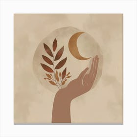 Boho Hand And Moon 3 Canvas Print