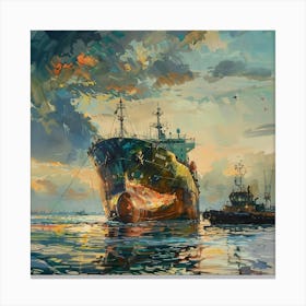 Ship In The Harbor Canvas Print