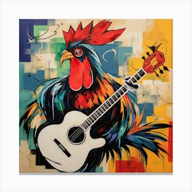 Rooster With Guitar Canvas Print