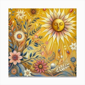 Sun And Flowers Canvas Print