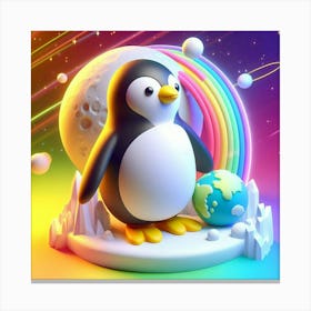 Penguin In Space Canvas Print