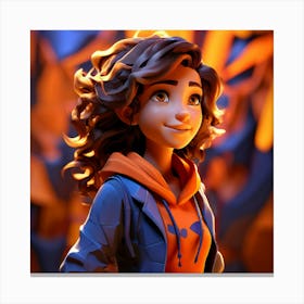 Girl With Curly Hair Canvas Print