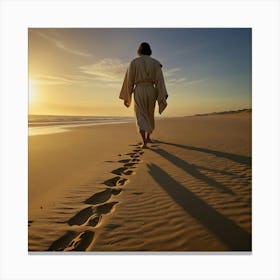 Jesus Walking On The Beach 2 Canvas Print