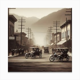 Early Small Town America And The Automobile ~Reimagined 13 Canvas Print