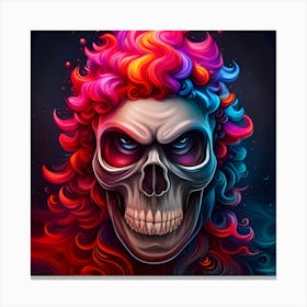 Skull With Colorful Hair Canvas Print