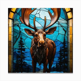 Moose Stained Glass Canvas Print