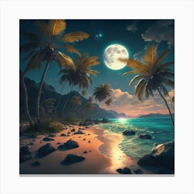 Beach At Night 1 Canvas Print