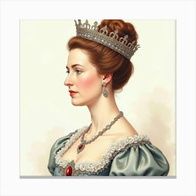 Beautifully Detailed Watercolor Of Queen Elizabeth I, Elegant And Noble 1 Canvas Print