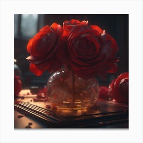 Roses In A Vase Canvas Print