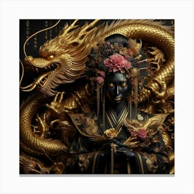 Chinese Woman With Dragon Canvas Print