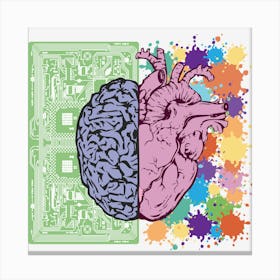 Brain Heart Balance Emotion Intelligence Symbol Creative Analytical Canvas Print