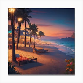 Sunset On The Beach 1 Canvas Print