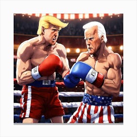 Boxing Match Between Trump And Biden Canvas Print
