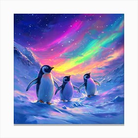 Penguins In The Snow 7 Canvas Print