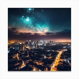 Night Sky Over A City 2 Canvas Print