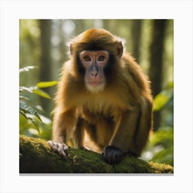 Monkey In The Forest Canvas Print