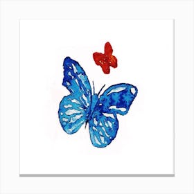Blue And Red Butterfly Canvas Print