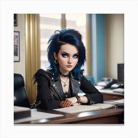 Girl With Blue Hair Canvas Print