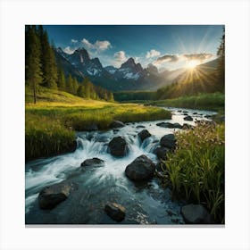 Sunrise In The Mountains Canvas Print