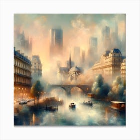City with a River Canvas Print