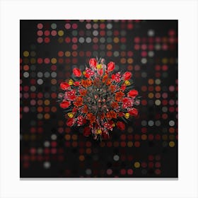 Vintage Common Juniper Floral Wreath on Dot Bokeh Pattern Canvas Print