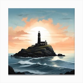 Lighthouse At Sunset 1 Canvas Print