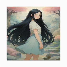 Anime Girl With Long Hair Canvas Print