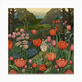 Tulips In The Garden 22 Canvas Print