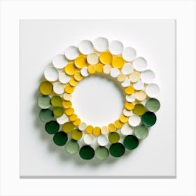 Yellow White Green Circle Art Canvas Print