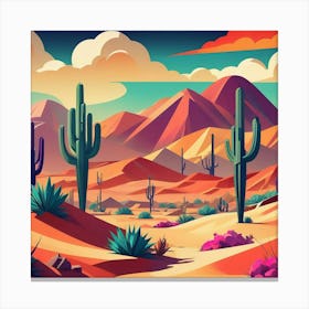 Cactus Desert Landscape 1 Canvas Print