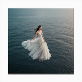 Bride Flying Over The Ocean Canvas Print