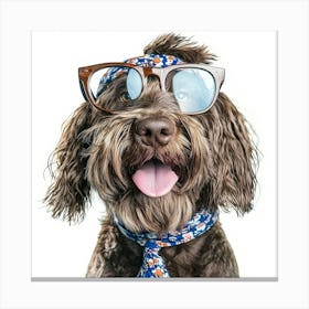 Dog With Glasses And Tie Canvas Print