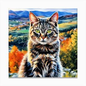 Cat In Autumn Canvas Print