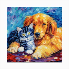 Dog And Cat Painting 8 Canvas Print