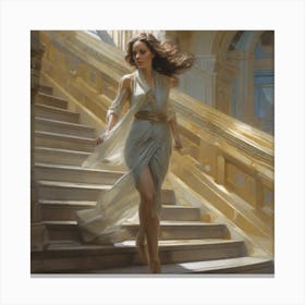 Woman On The Stairs Canvas Print