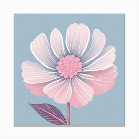 A White And Pink Flower In Minimalist Style Square Composition 481 Canvas Print