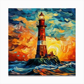 Lighthouse At Sunset 17 Canvas Print