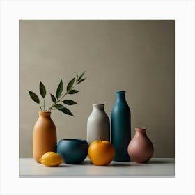 Vases And Lemons Canvas Print