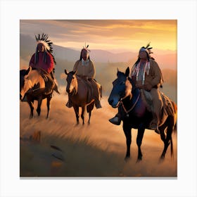Native Americans On Horseback 1 Canvas Print