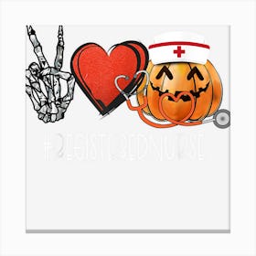 Peace Love Halloween Leopard Pattern Heart Registered Nurse Canvas Print