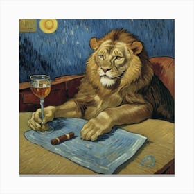 Lions, Tigers, and Beers Lion At The Bar Canvas Print