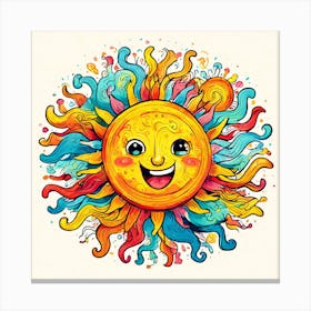 Doodled Sun A Whimsical Sun Covered In Playful Doodles And Squiggles In A Variety Of Colors Canvas Print