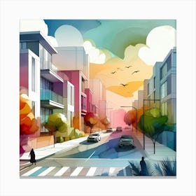 Modern City Background Canvas Print